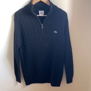 Lacoste men’s black pullover size 4, with neck zipper front
